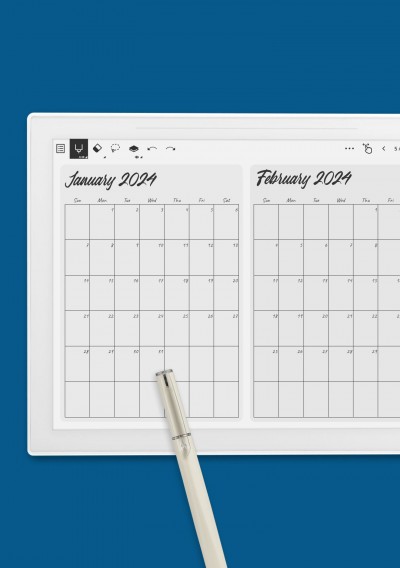 Two Months On Page Calendar Template for Supernote