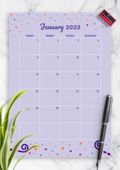 Download Printable Two Page Monthly Birthday Calendar PDF
