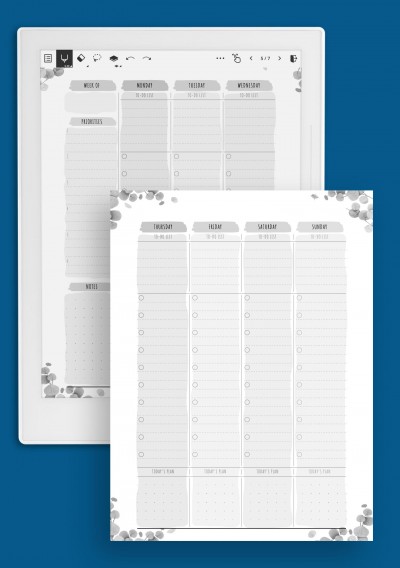 Two Page Weekly To Do List - Floral Style Template for Supernote A5X