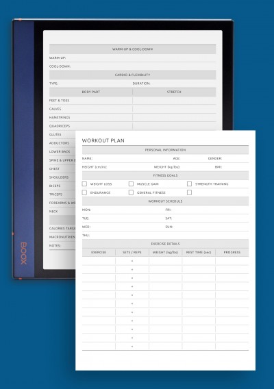 Ultimate Workout Planner template for BOOX Note