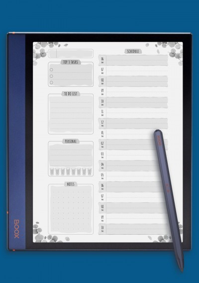 BOOX Note Undated Daily Planner Template - Floral Style