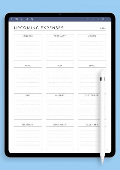 Upcoming Expenses Template for iPad