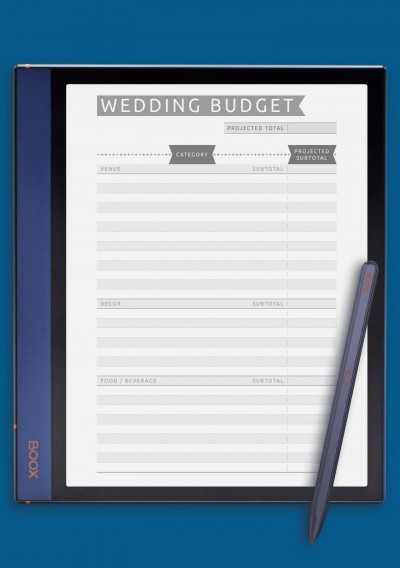 Wedding Budget Template - Casual for BOOX Note