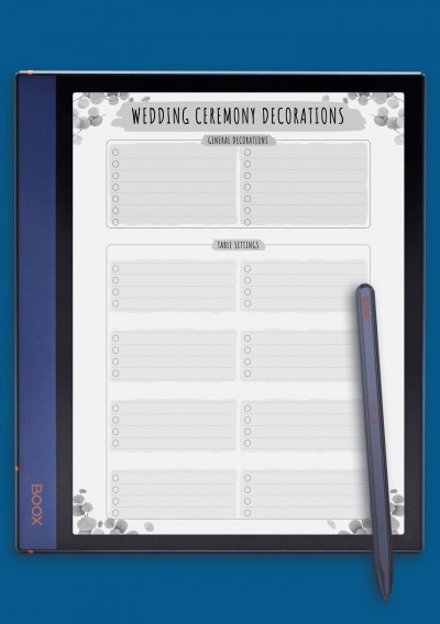 Wedding Ceremony Decorations Template - Floral for BOOX Note