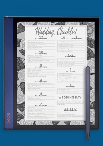 Wedding Checklist template for BOOX Note