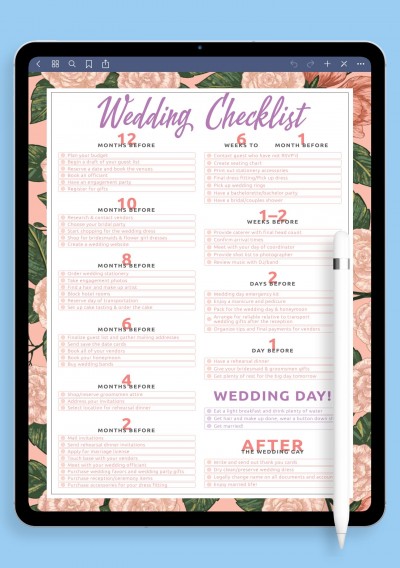 Notability Wedding Checklist Template