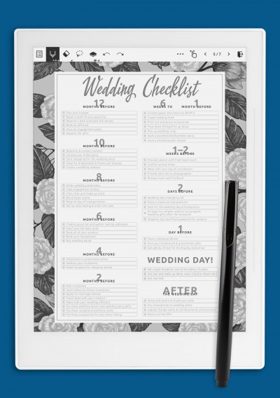 Wedding Checklist template for Supernote