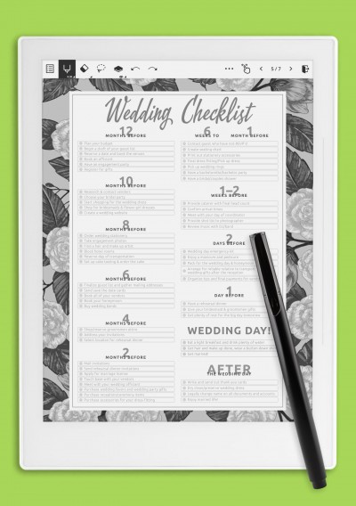 Wedding Checklist template for Supernote