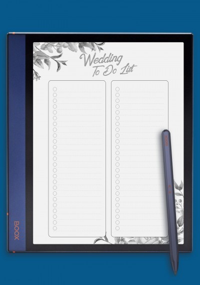 Wedding To Do List - Eco Style Template for BOOX Note