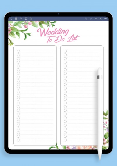 iPad & Android Wedding To Do List - Eco Style Template