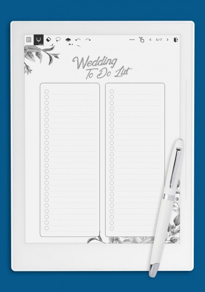 Wedding To Do List - Eco Style Template for Supernote A6X
