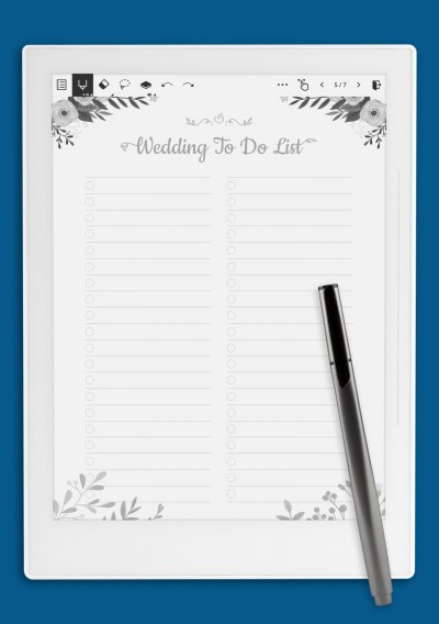 Wedding To Do List Template for Supernote A6X