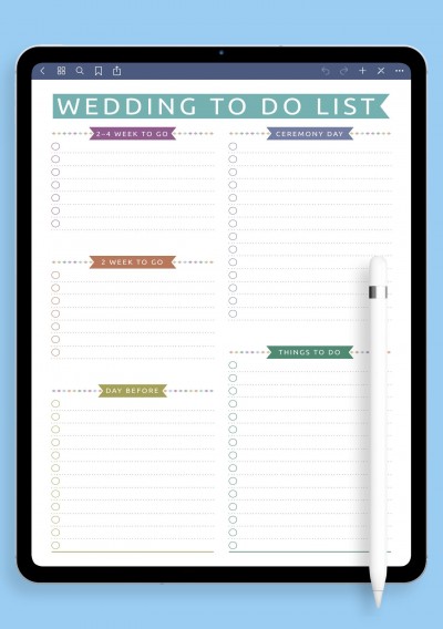 iPad Wedding To Do List Template - Casual