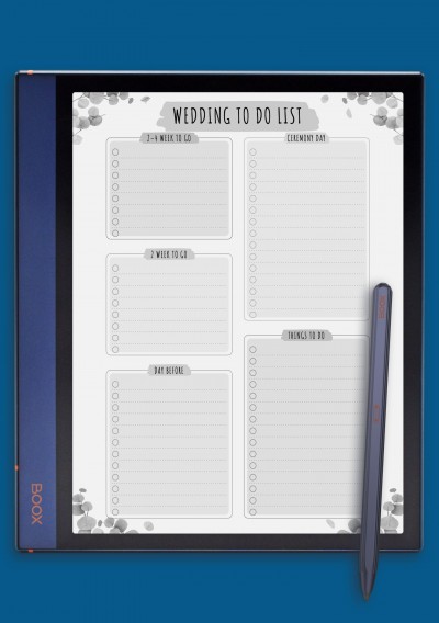 Wedding To Do List Template - Floral for BOOX Note