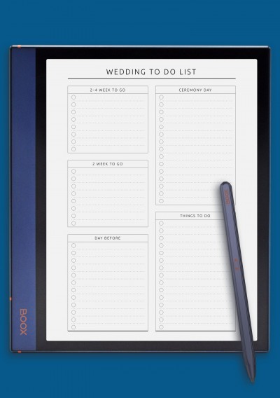 Wedding To Do List Template - Original for BOOX Note