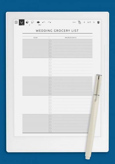 Supernote A5X Wedding Grocery List Template - Original