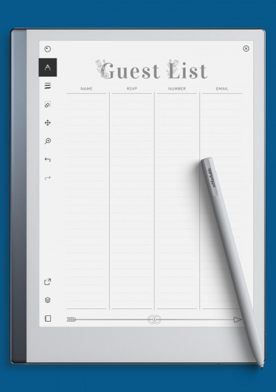 reMarkable Wedding Guest List - Amour Template