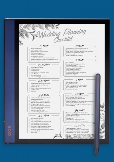 Wedding Planning Checklist - Eco Style Template for BOOX Note