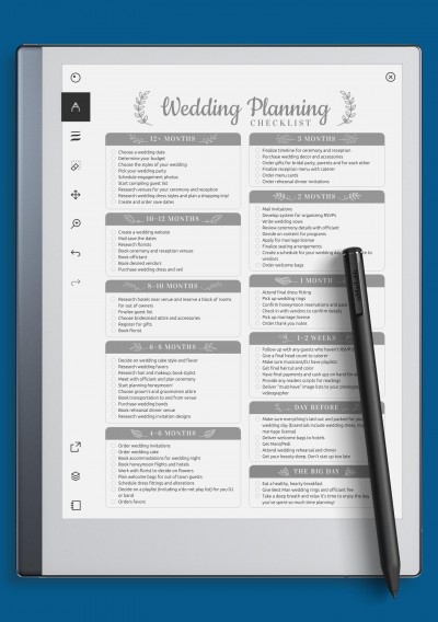 reMarkable Wedding Planning Checklist Template