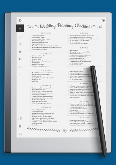 reMarkable Wedding Planning Checklist - Romantic Style