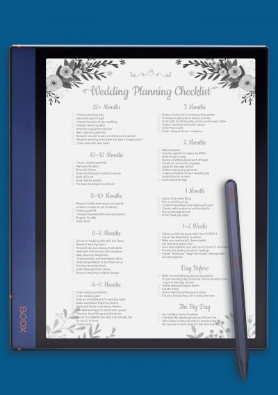 Wedding Planning Checklist - Shabby Chic Style Template for BOOX Note