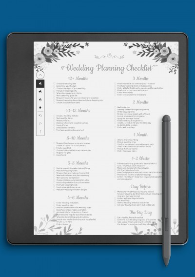 Wedding Planning Checklist - Shabby Chic Style Template for Kindle Scribe