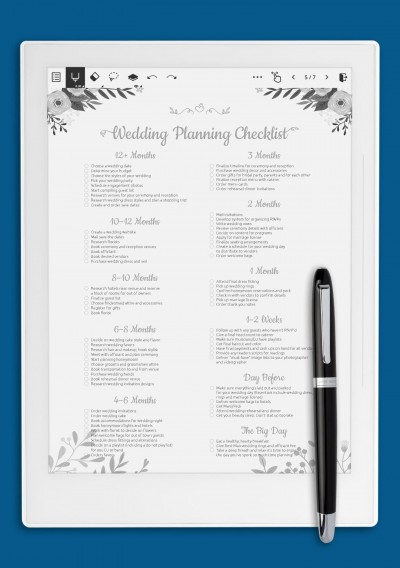 Supernote Wedding Planning Checklist - Shabby Chic Style Template