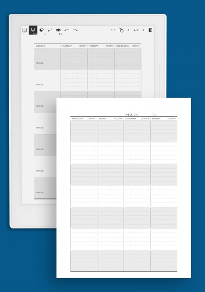 Week Lesson Plan - Original Style - Full Week template for Supernote