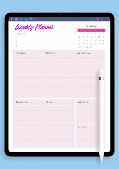 iPad & Android Week Plan Template