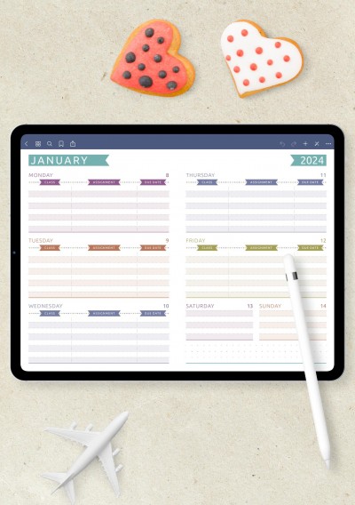 Week Schedule - Casual Style Template for iPad