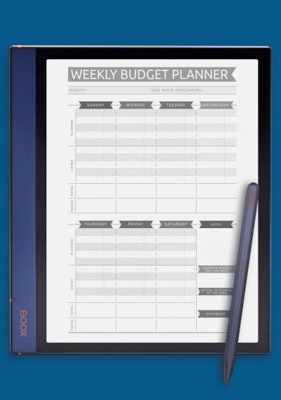 Weekly Budget - Casual Style Template for BOOX Note