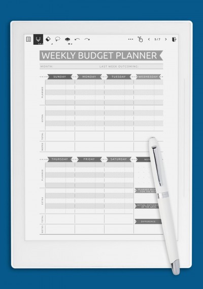Supernote A6X Weekly Budget - Casual Style Template