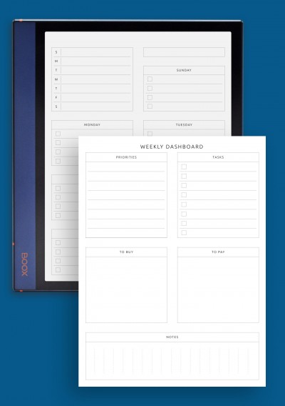 BOOX Note Weekly Dashboard Template