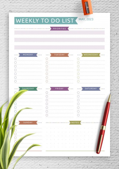 Download Weekly To Do List - Casual Style - Printable PDF