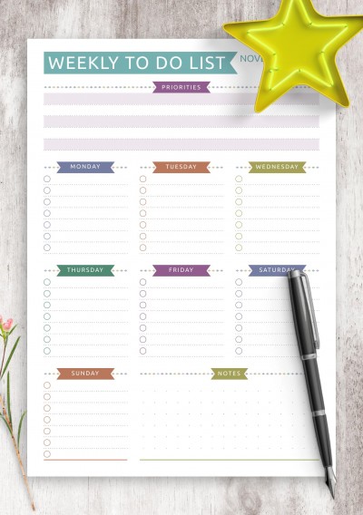 Download Weekly To Do List - Casual Style - Printable PDF