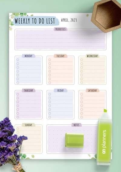 April 2023 Weekly To Do List - Floral Style