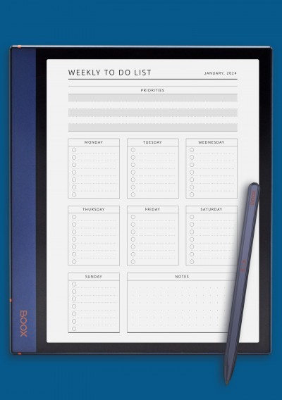 Weekly To-Do List - Original Style Template for BOOX Note