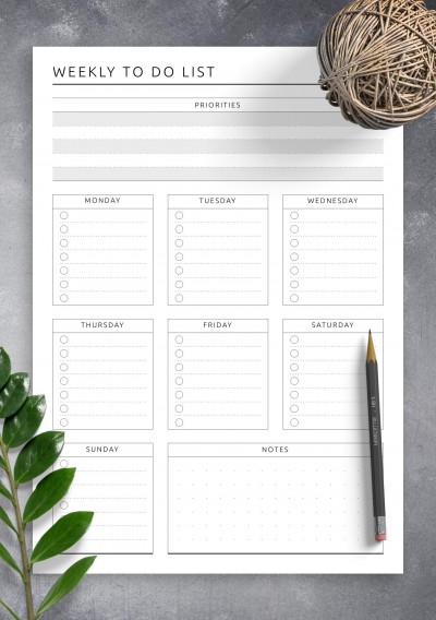 Download Printable Weekly To Do List - Original Style PDF