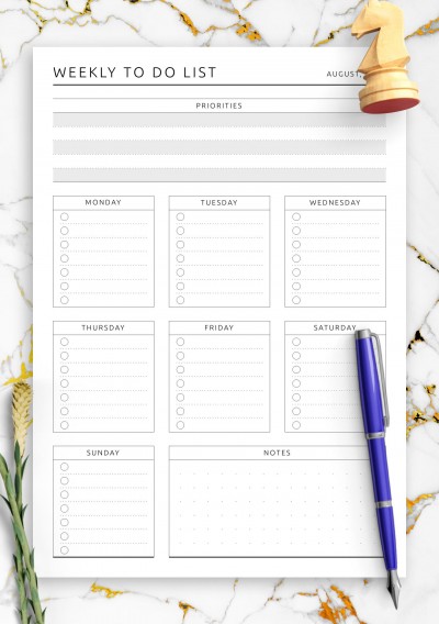 Download Printable Weekly To-Do List - Original Style PDF