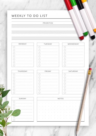 Download Printable Weekly To Do List - Original Style Pdf