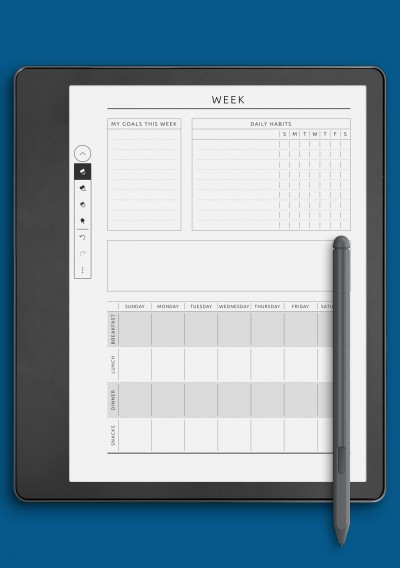 Weekly Fitness and Meal Plan Template for Kindle Scribe