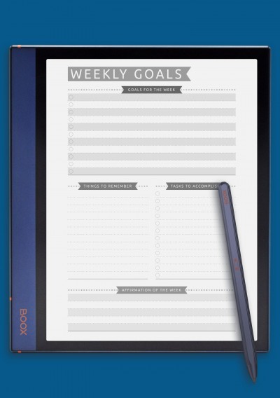 Weekly Goals - Casual Style Template for BOOX Note