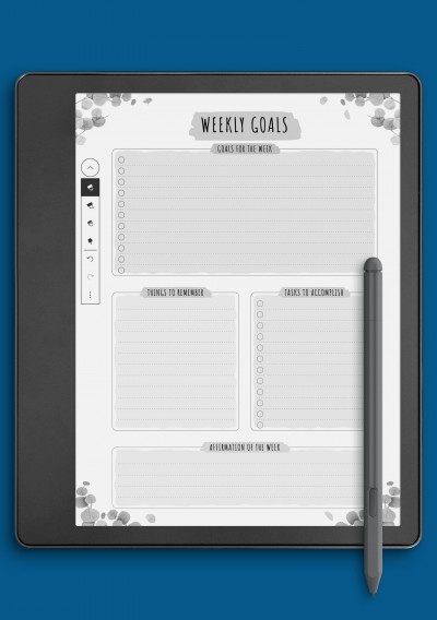 Weekly Goals - Floral Style Template for Kindle Scribe