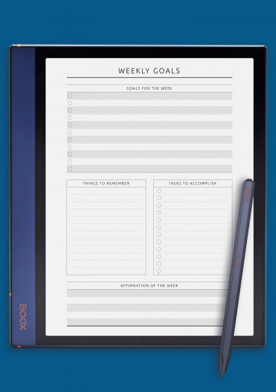BOOX Note Air Weekly Goals - Original Style Template