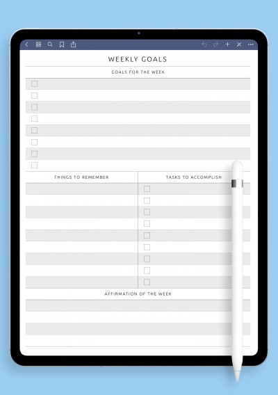 Weekly Goals - Original Style Template for GoodNotes