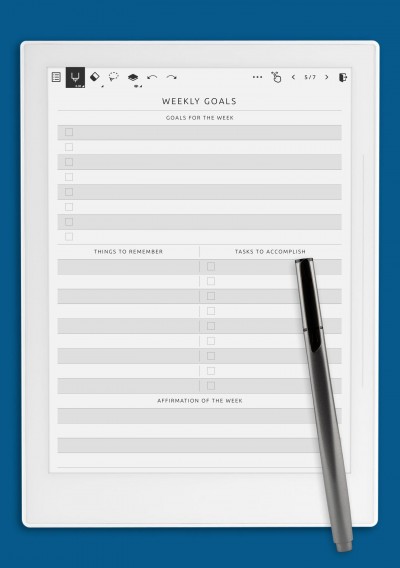 Supernote A6X Weekly Goals - Original Style Template