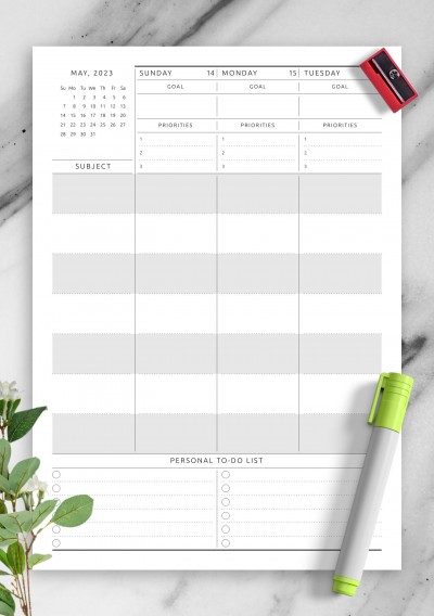 Download Weekly Lesson Plan Template - Printable PDF