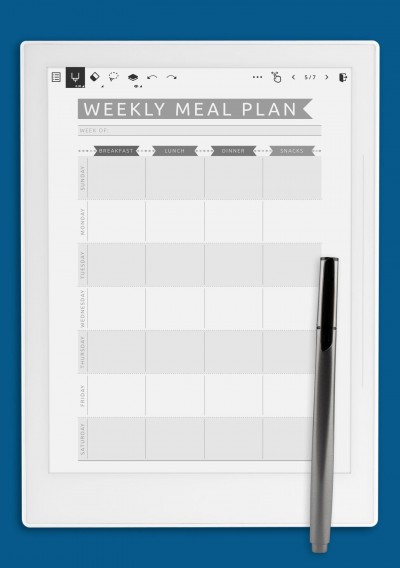 Weekly Meal Plan - Casual Style Template for Supernote
