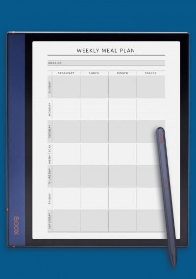Weekly Meal Plan - Original Style Template for BOOX Note