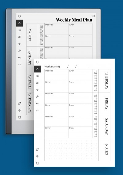 reMarkable Weekly Meal Planner Template